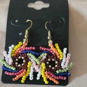 Whimsical Rainbow Pinwheel Earrings